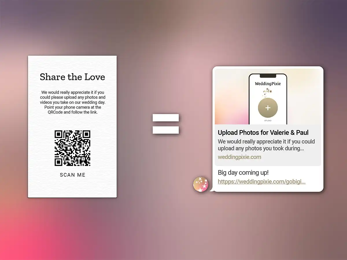 Wedding QR code is a link to an upload page